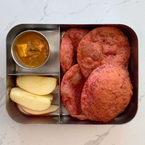 Healthy Lunch Box Ideas 2024 - Beetroot Puri and Paneer Masala