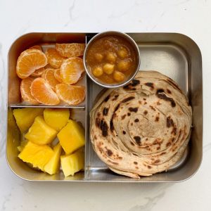 Healthy Lunch Box Ideas 2024 - Lachha Paratha and Chana Masala